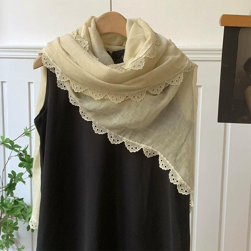 Spring and Autumn 95*185cm Ladies Scarves Lace Edged Shawl Scarf For Women