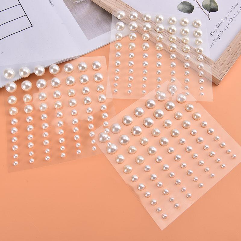 1 Sheet Plastic Semi-Circular Pearl Decoration Stickers For Diy Crafts Nail Art