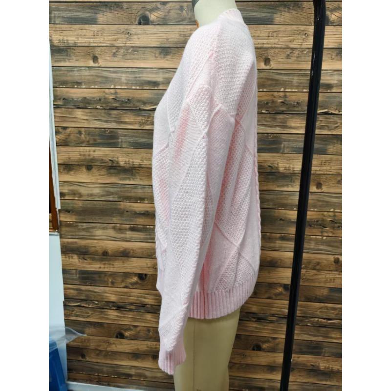Solid Color Long Sleeve V Neck Button Knit Cardigan Women Sweater Outerwear