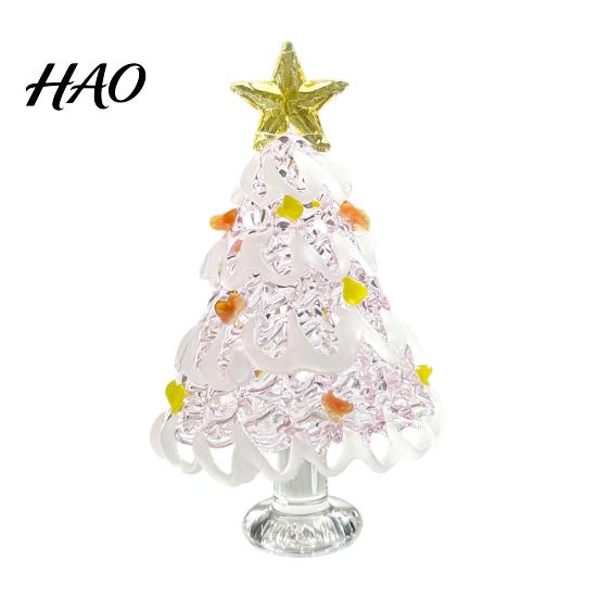 Kristallen Boom Bureauornament Handgeblazen Glas Kerstbeeldje, Mini Tafelbladornamenten Kerstornament, Handgemaakte Bureau Feestdecoratie Decoratief