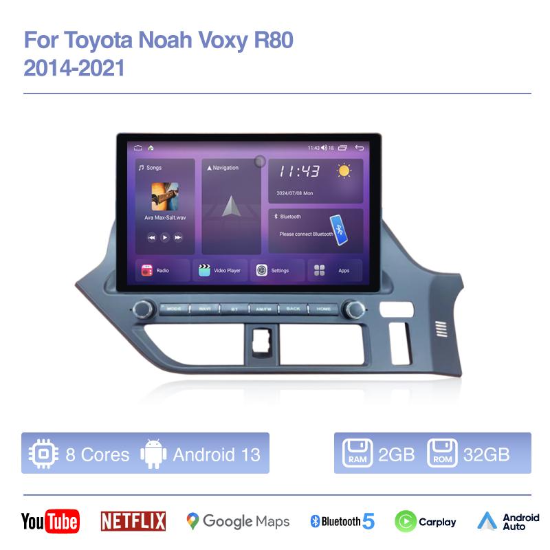 13.3" For Toyota Noah Voxy R80 2014-2025 Car Multimedia Video Player GPS Navigation Radio Android13 Carplay 4G Wifi 360 camera