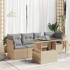 Vidaxl 5-Cz. Garden Furniture Set With Cushions, Beige, Poly Rattan