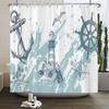 Sailboat Waterproof Bathroom Shower Curtains Sea Navigation Bath Curtains 3d Printing With Hooks 180*180cm Washable Cloth