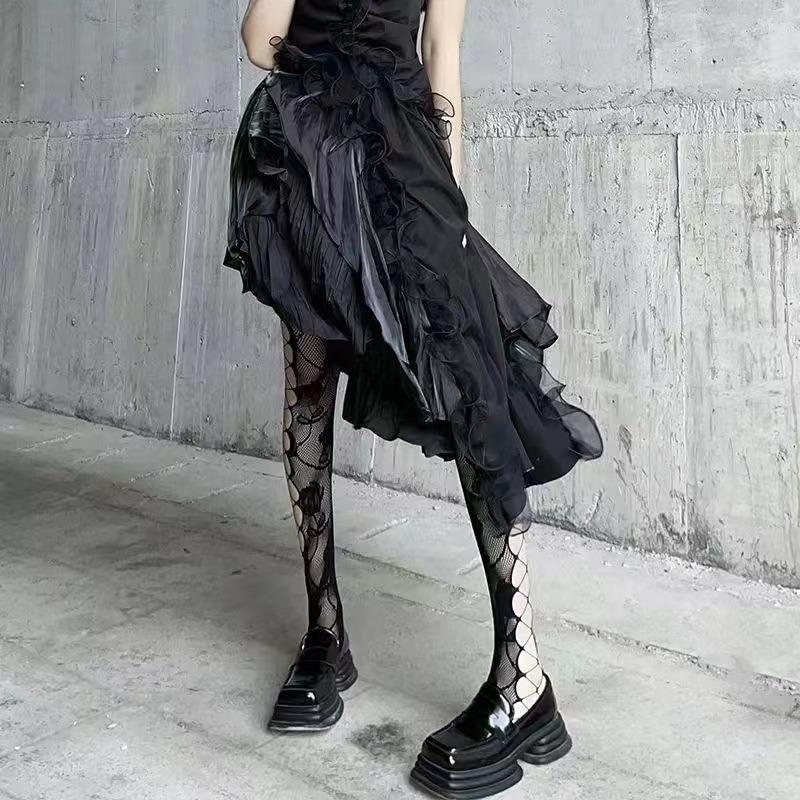 Women's Fishnet Stockings, Patterned High Waist Fishnet Tights, Fishnet Hollow Floral Thigh High Pantyhose