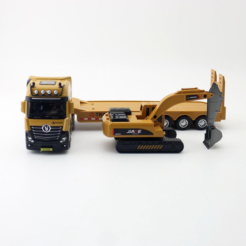 Flat And Trailer Excavator Alloy Model With Acousto Optic Design For Gift Kids