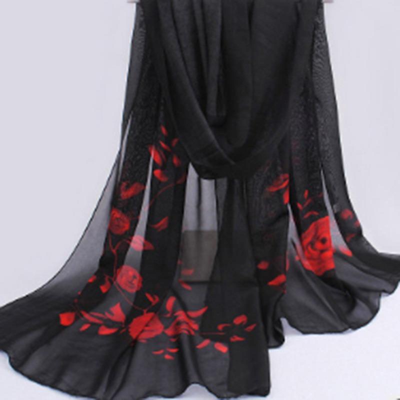 160*50cm Chiffon Fashion Scarf - Striped Floral Print Shawl For Sun Protection And Holiday Gifts