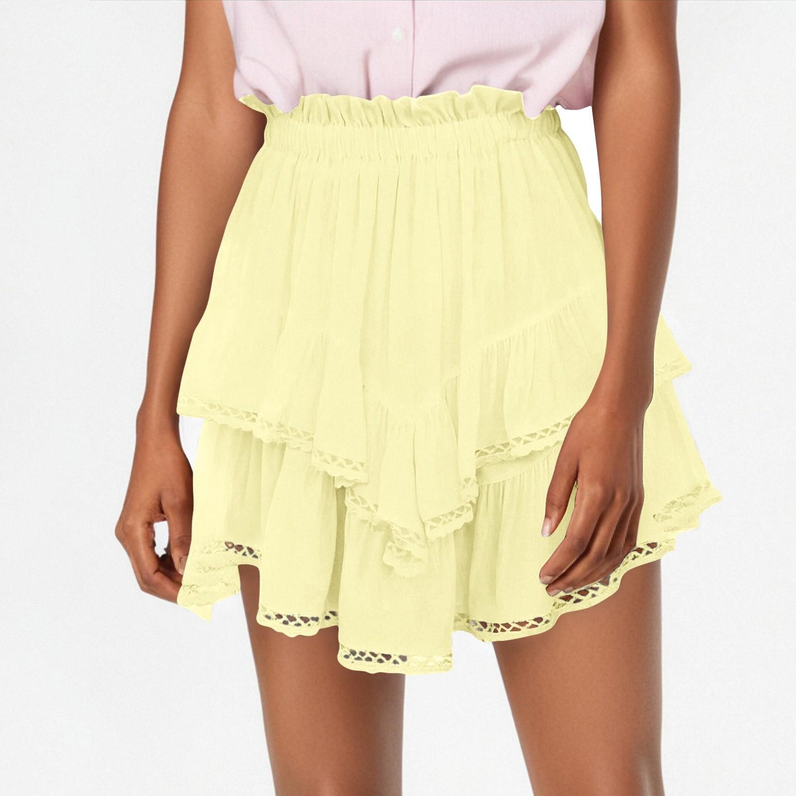 

Женская повседневная юбка в стиле бохо с плиссировкой и высокой талией для гольфа и тенниса XL жёлтый