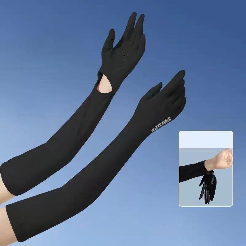 Summer Ice Silk Sun Protection Gloves, Breathable And Lightweight, UV Protection, Suitable For Driving, With Ice Sleeves
