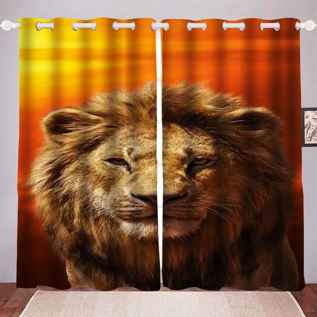 Lion King Dustproof 100% Polyester Blackout Curtains Curtains For Living Room Bedroom Drapes Home Decor