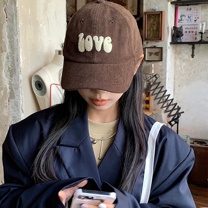 Plush Letter Retro Pattern Women Casual Corduroy Baseball Hat Autumn For