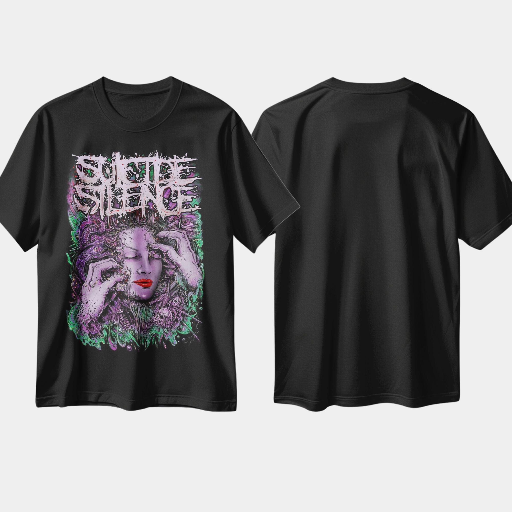 

Band T-shirt Suicide graphic Silence Deathcore-band cotton Vintage round neck rock Men Women Streetwear Tees Short Sleeve - M... S разноцветный