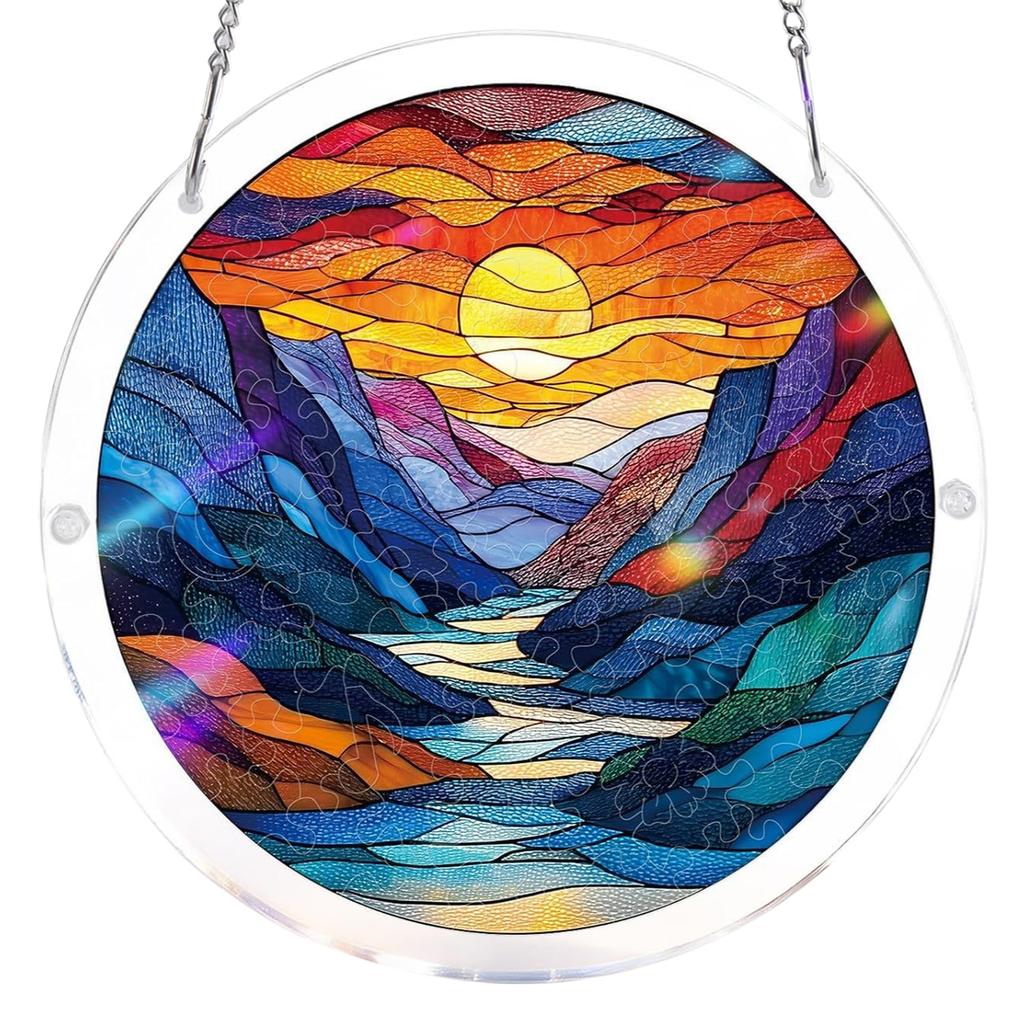 Acrylic Puzzles Toy Double Sided Sun Catcher Acrylic Puzzles DIY Creative Jigsaw Puzzle Pendant for Women Men Mom Birthday Gift