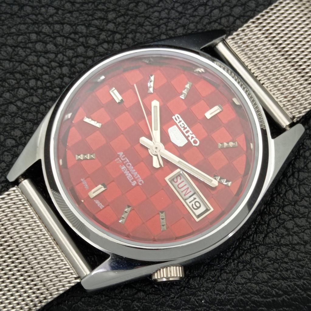 AUTOMATIC VINTAGE REFURBISHED SEIKO 5 JAPAN MENS RED COLOR DIAL WATCH a440409-4 Sk-a440409