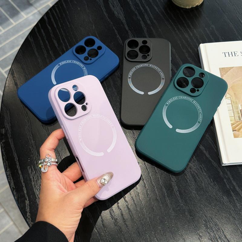 

Для Magsafe Magnetic Shell для iPhone 16 15 14 13 12 Pro Max 11 Жидкий однотонный мягкий TPU тонкий чехол iPhone 15 чёрный