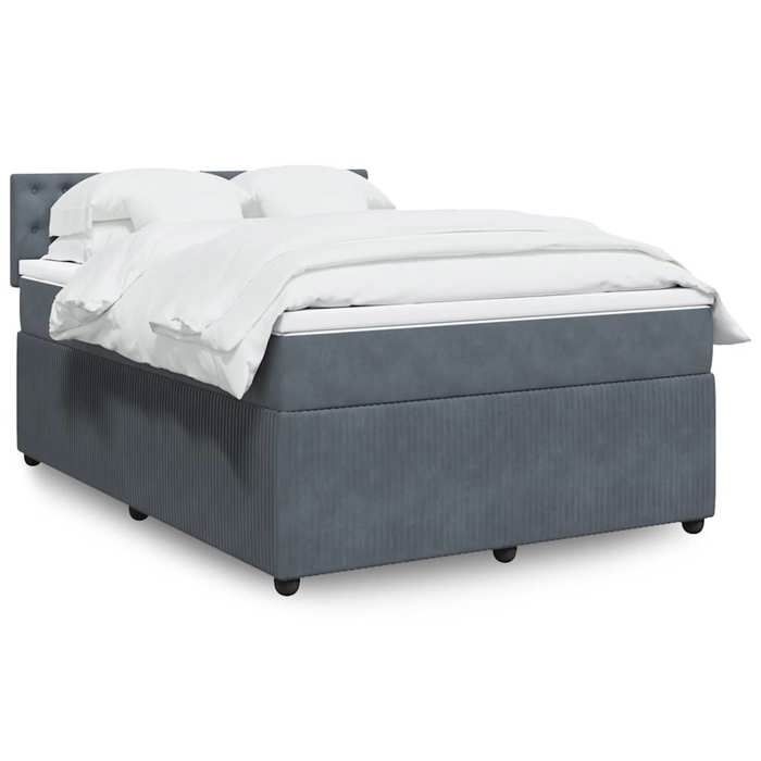 Maison Exclusive - Sommier à lattes de lit et matelas Gris foncé 140x190cm Velours