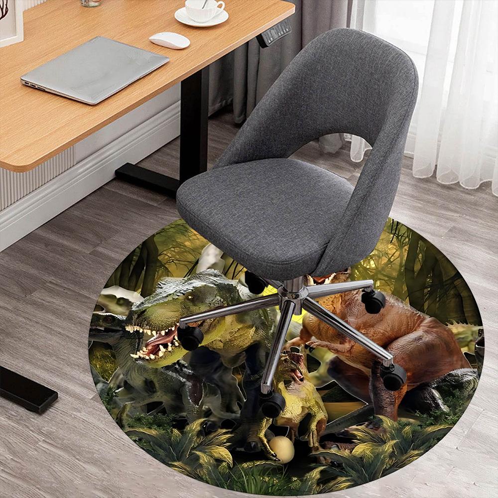 1pc Dinosaur Forest Round Chair mat Area Rug - Non-Slip, Floor Mat for Office, Bedroom, and Indoor Decor c1125318