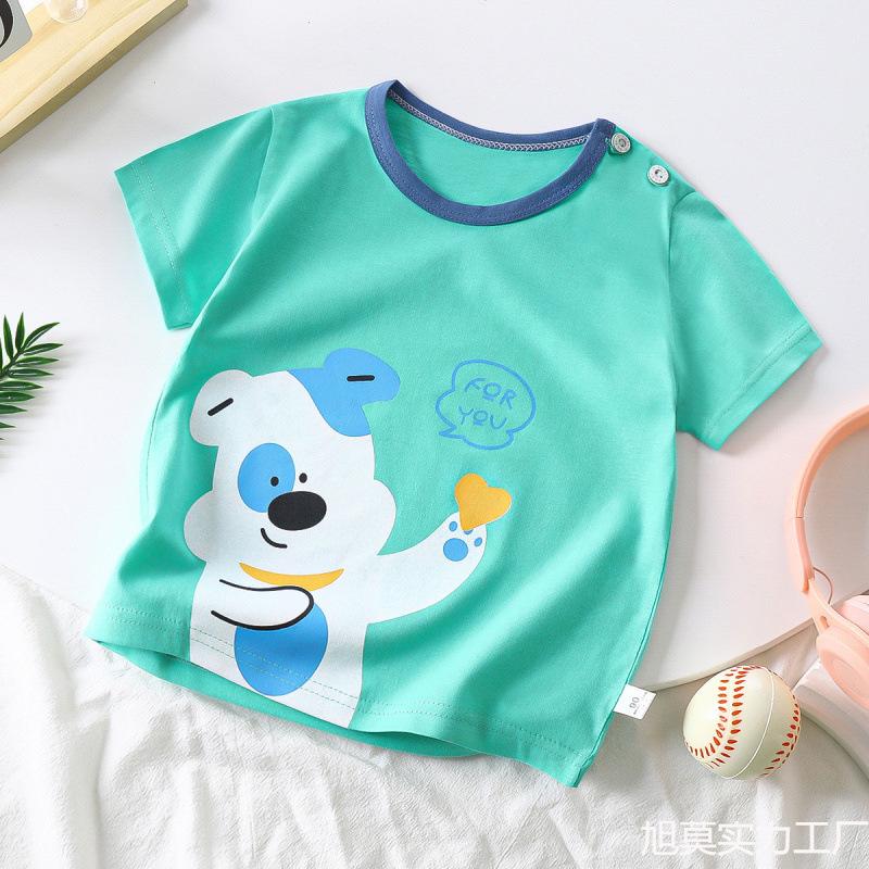 Kids' Cartoon Short Sleeve T-Shirt: Korean Style for Boys and Girls