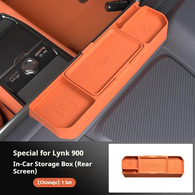 

For LYNK & Co 900 Center Console Screen Rear Storage Box Multi-Function Silicone Organizer Tray Ant-Dust Interior Accessories Chixia Orange