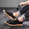 Leather shoes men's 2025 new business dress leather low-top retro lace-up breathable brock shoes 46 large size men's shoes
