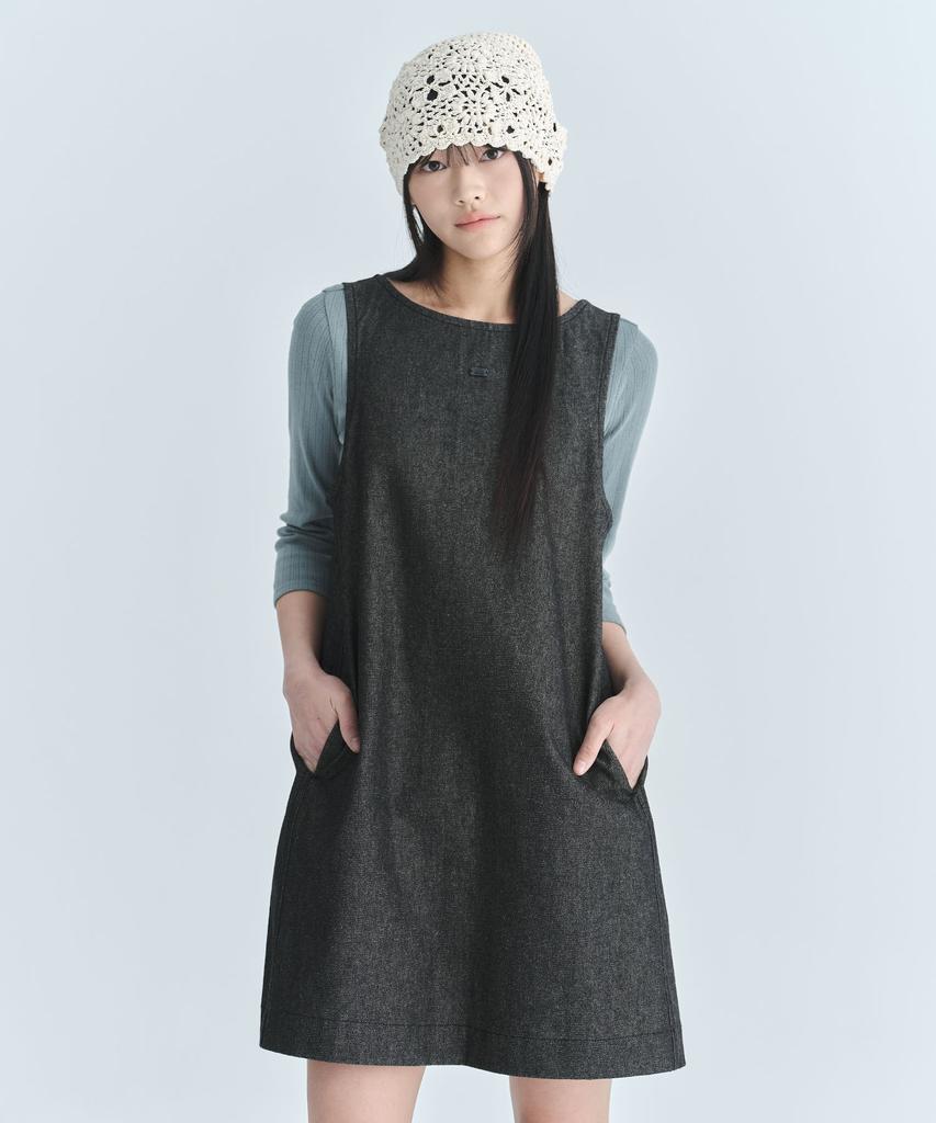 Code Graphy (Women) Sleeveless Denim Dress - Black