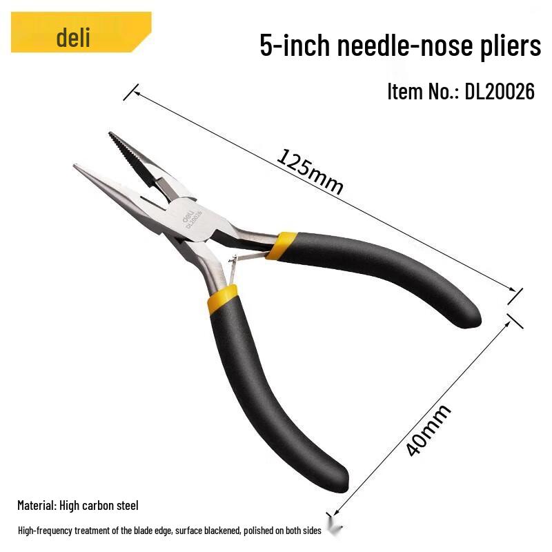 Deli 5-inch High Carbon Steel Long Nose Pliers