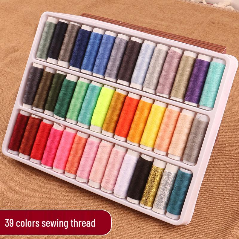 39-Color Sewing Thread Set: Household Spools & Needles for Mending