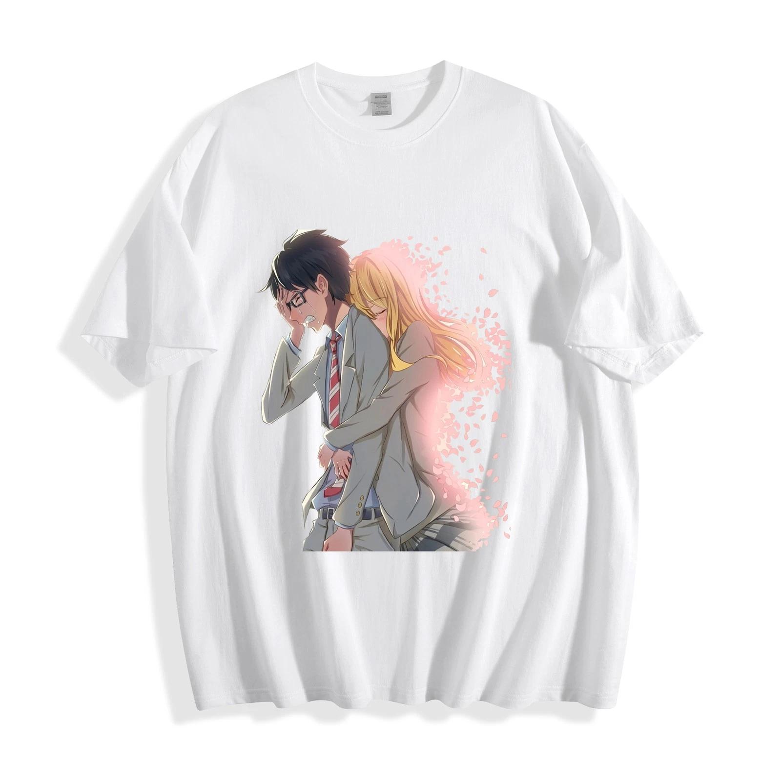 Your Lie in April Arima Kousei & Kaori Miyazono Cherry Blossom Hug T-Shirt L