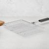 Square Grill Basket with Long Handle Electroplated Carbon Steel Folding Foldable