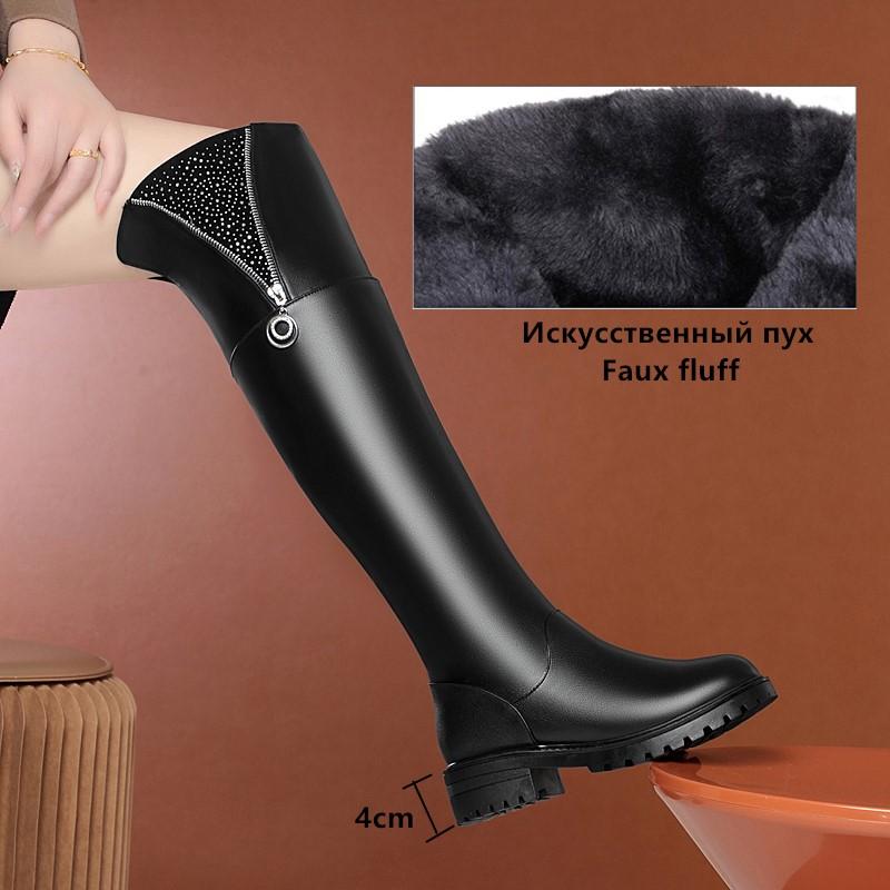 Fashion AIYUQI Women Thigh High Boots New Winter Women Over-the-Knee Boots Genuine Leather Large Size Wool Warm High Heel Women Boots