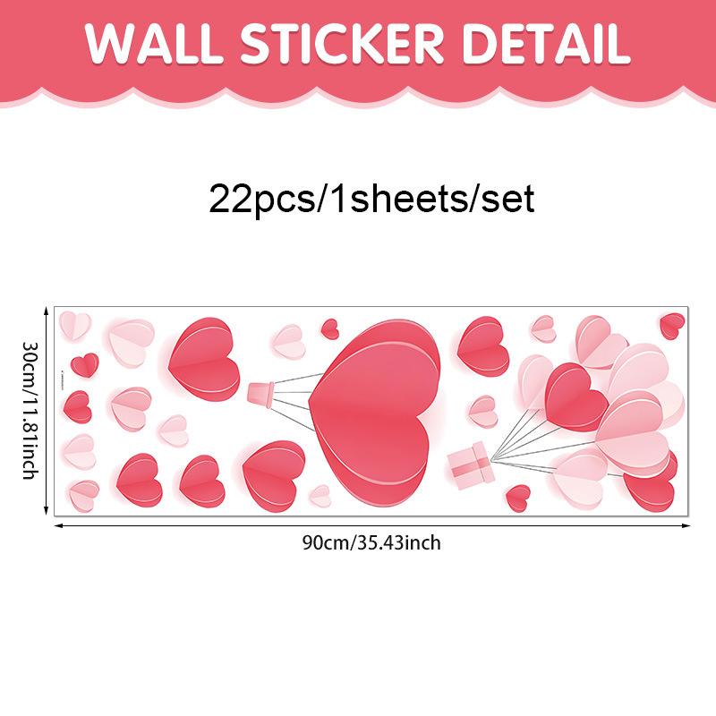 Valentine’s Day Heart Love Window Sticker Romantic Wall Decor Living Room Bedroom Proposal Party Home Decoration