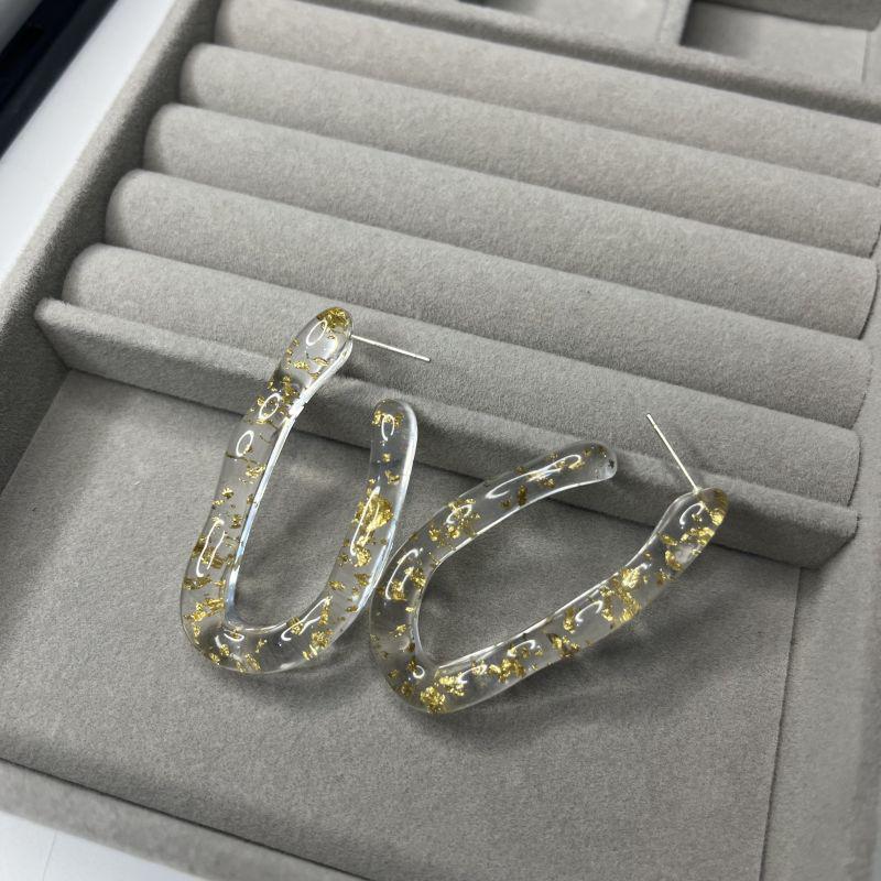 

Korean Style Resin Earrings with Gold Foil and Geometric Design