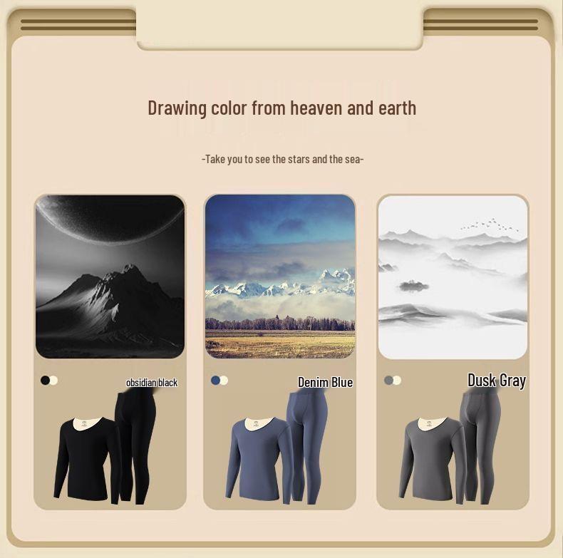 Men's Wool Extra Thick Thermal Underwear Set - Cold Protection, Plus Size, Loose Fit, Plus Velvet, Trendy Autumn Collection