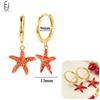 925 Silver Needle Cute Starfish/Shrimp Pendant Earrings Red Chili/ Star Enamel Gold Earrings For Women Fashion Jewelry