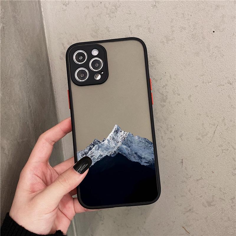 Snow Mountain Phone Case for iPhone 7 8 Plus SE2 X XR XS MAX 12 13 14 15 Mini 11 Pro Max Matte Back Shockproof Covers Fundas
