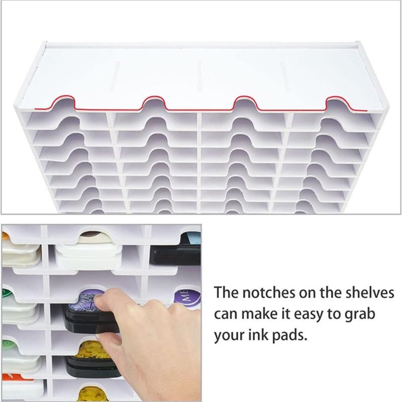 Multifunkční plastový stojan na držák razítek s 18/36/51/60 přihrádkami, kompatibilní s poduškou na inkoust, přenosný design pro hobby místnosti