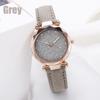 Womens Fashion Leather Strap Watch Frosted Dial Diamond Starry Design Golden Edge Quartz Watch Multicolor