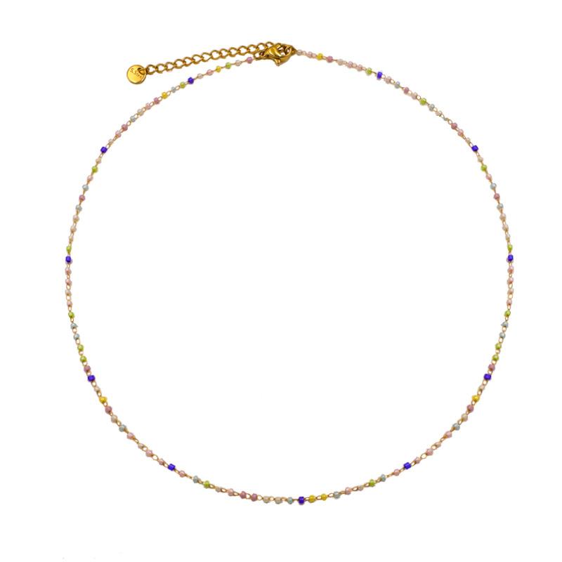 French Non-Fading Jewelry Necklace 14K Titanium Steel Beaded Necklace Light Luxury High-End Summer Collarbone Chain Gift