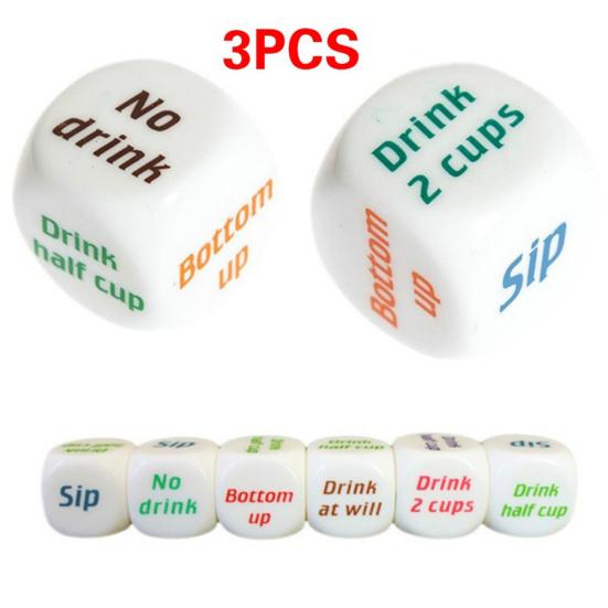 3Pcs/Set Funny Drinking Sip Dice Roll Decider Game Party Bar Pub Club Toy Gift