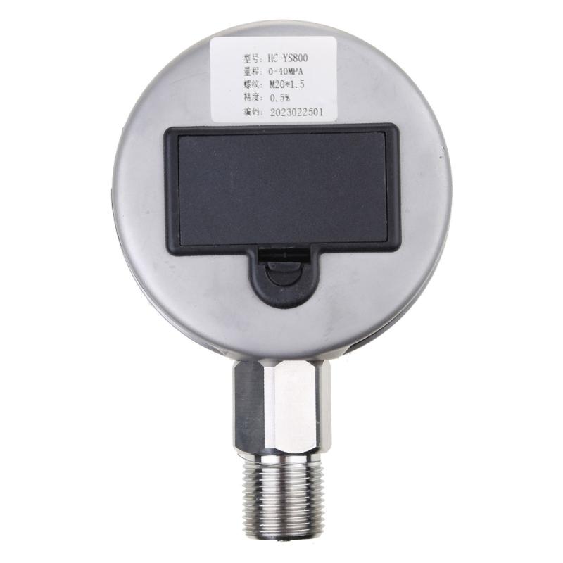 Digital Hydraulic Industrial Pressure Gauge Lower Mount Battery Powered Large LCD Dispaly Reset Function 5 Units Durable
