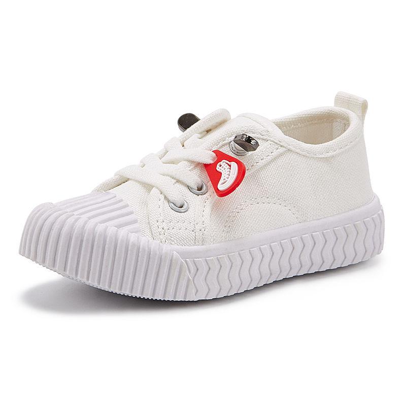 White Sneakers Children's Canvas Shoes Lace Up Korean Kids Shoes Flats Boys Girls Slip On Loafers Toddler Plimsolls Big Size 35