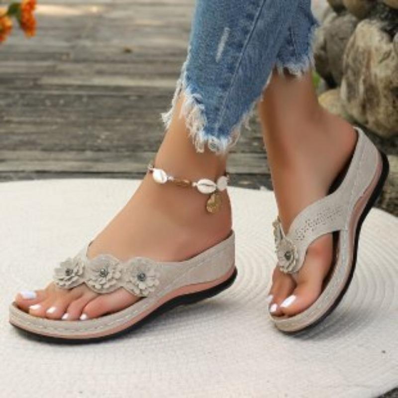 

Женские шлепанцы с цветами, однотонные летние шлепанцы-слипоны, повседневные пляжные уличные шлепанцы 43