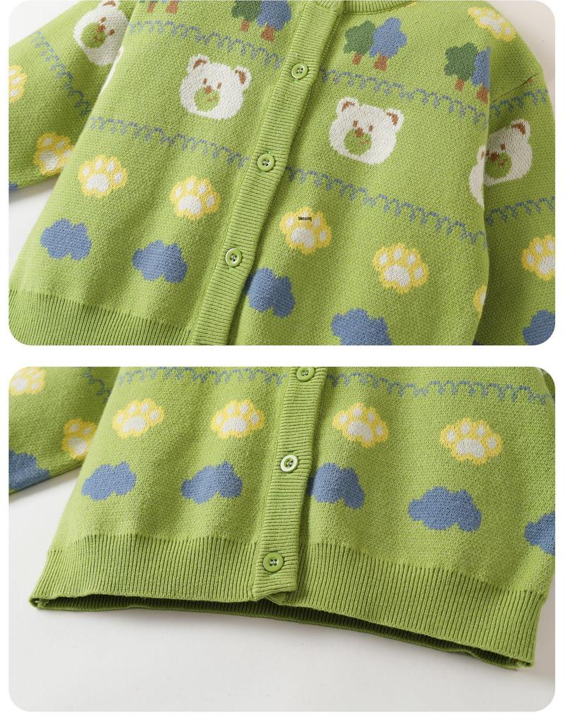 Kaka Panda Kids' Knit Cardigan - Spring Casual Top for Toddlers and Children