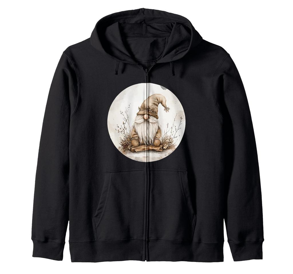 A gnome with a hat and long a gnome motif zip hoodie #snirt beard, T-shirt