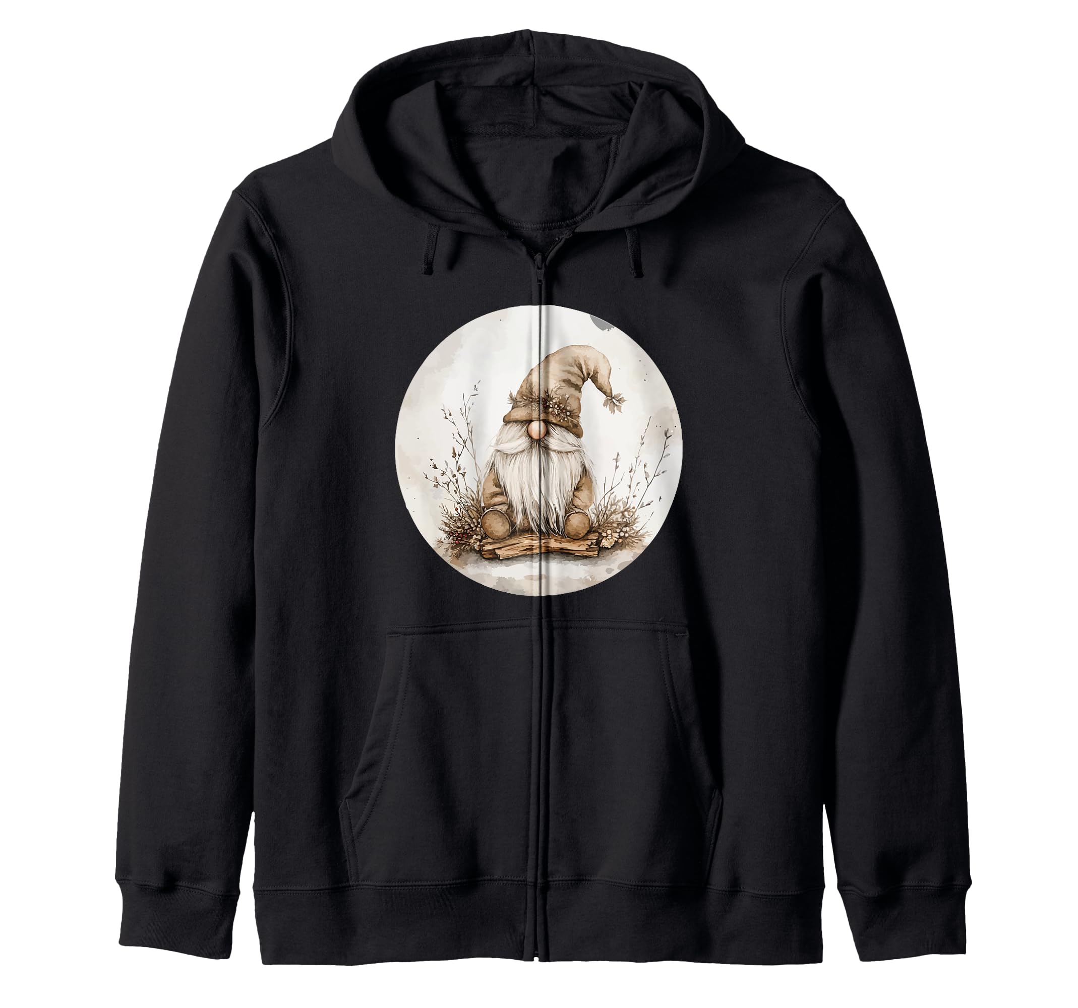 

A gnome with a hat and long a gnome motif zip hoodie #snirt beard, T-shirt
