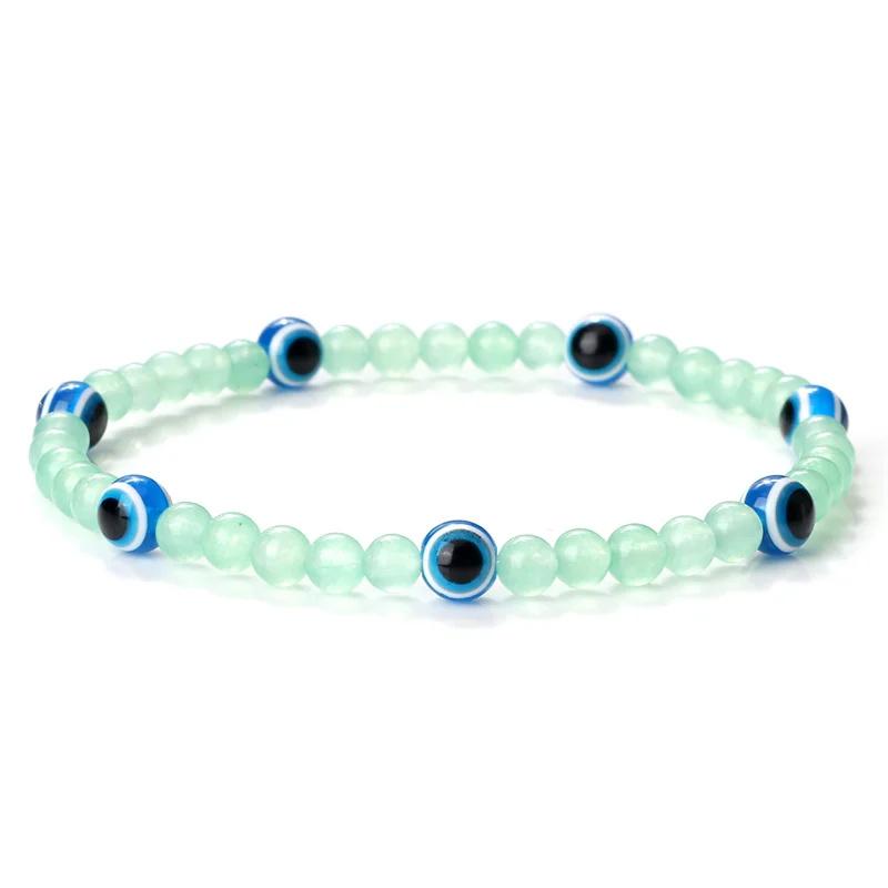 Türkisches blaues Armband mit bösen Augen, 4 mm Mini-Perlen, natürliches Tigerauge, Lavastein, Glücksarmbänder für Frauen und Männer, Schmuck, Pulseras Homme