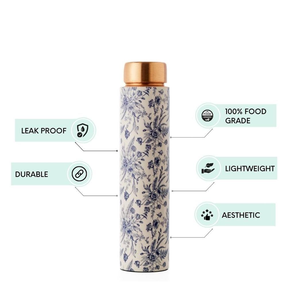Bottle 750 Ml | Leak Proof, Durable & Rust Free | Environmental Safe, Sustainable, Non-Toxic with Ayurvedic Health Benefits Copper Water Bottle