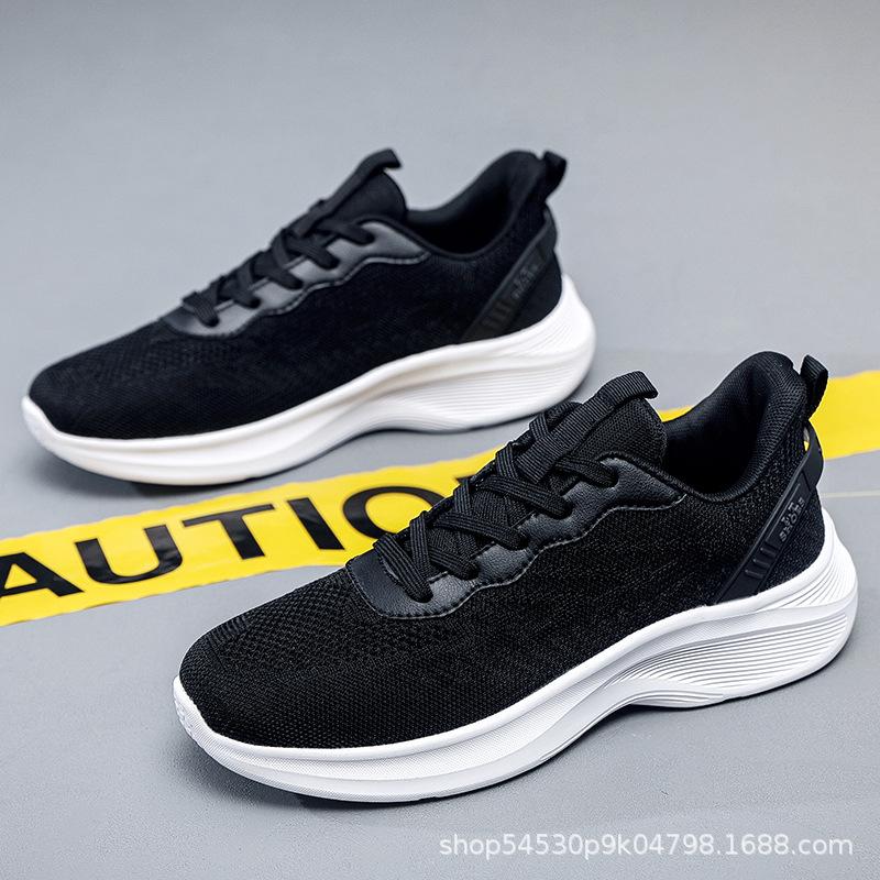 Autumn New Lightweight Soft-soled Shoes Breathable Fly-woven Mesh Low-heeled Trendy Casual Net Shoes Running Sports Shoes Men's Shoes