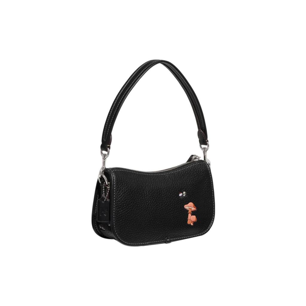 Coach X Disney Collaboration Swinger 20 Mickey Mushroom Print Zipper Closure Leather Shoulder Bag Women Handbags Black CH500-LHBLK
