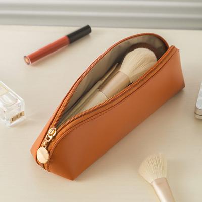 Reise-Make-up-Pinselhalter, einfarbig, Bleistift, Schreibwaren, Beutel, Reißverschluss, Kunstleder, Kosmetikpinsel, Aufbewahrungstasche, tragbarer Make-up-Organizer