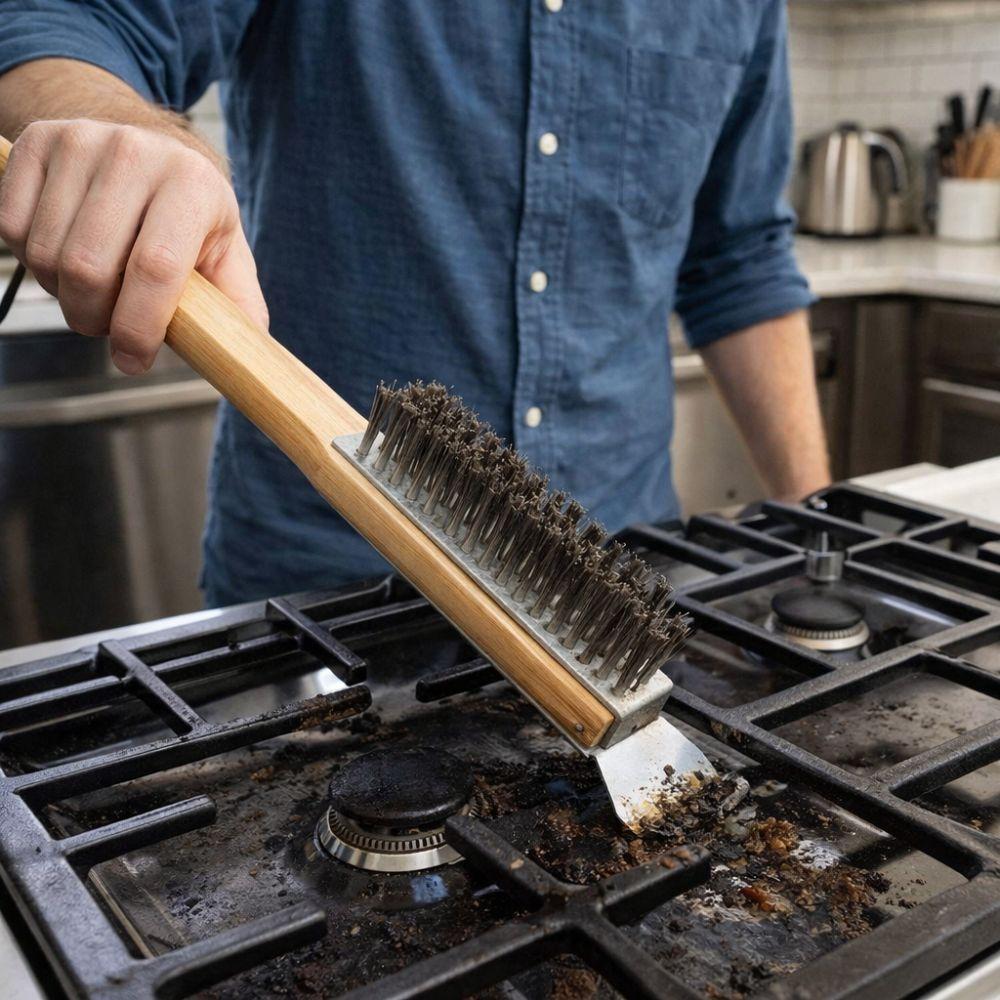Copper Bristle Pizza Oven Brush Extended Handle Oven Cleaner Brush  Kitchen Use